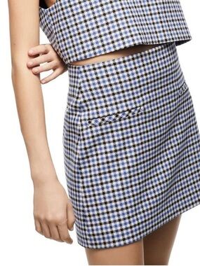 Zara EUC High Waist Houndstooth Mini Skirt Size S Pockets